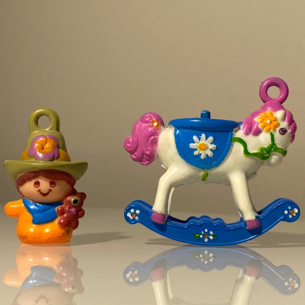 Vintage 1983 Charmkins: Johnny Jump-UP with Lazy Daisy Rocking Horse and Clip